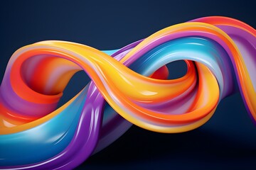 3d illustration of a  colorful   stripes . Geometric stripes similar to waves, generated by AI.