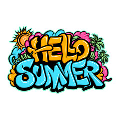 hello summer handwritten graffiti art