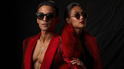 Chic and Stylish Glamourous Couple's Pose