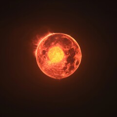 sun in natural form glowing bright and red yellow on a dark background