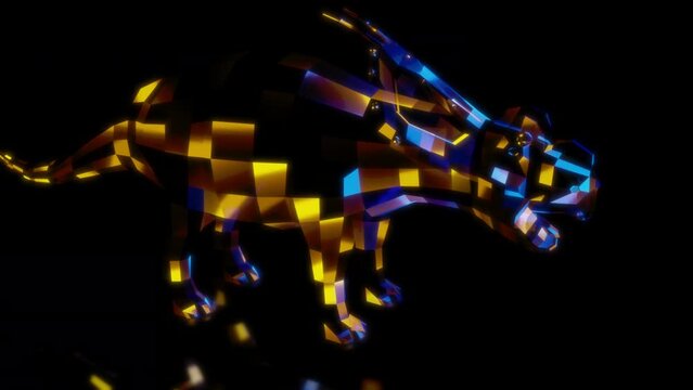Rendering 3D animation, VISUAL EFFECTS Low Poly Achelousaurus Model on a black background