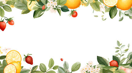 Digital vintage watercolor fruits frame border abstract graphic poster web page PPT background