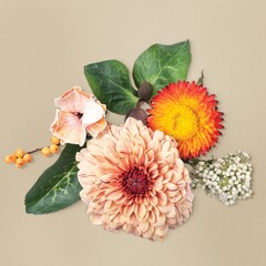 Orange flower bouquet, autumn vibes