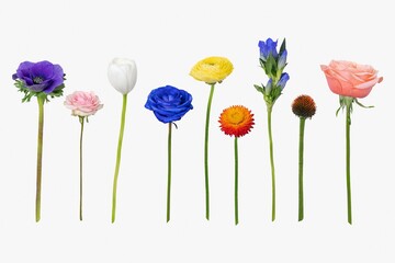 Colorful flowers set, off white background