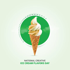 National Creative Ice Cream Flavors Day. National Creative Ice Cream Flavors Day creative  ads. july 1. vector, 3d illustration