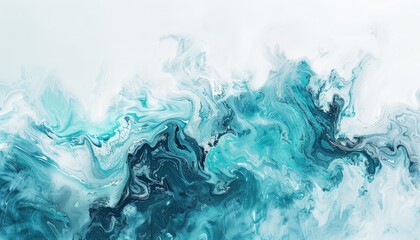 white background with a blurred gradient in teal and petrol blue shades, in the style of liquid paint