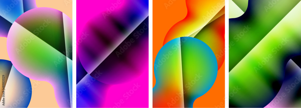 Aufkleber a vibrant collage featuring rectangles in shades of violet, magenta, and electric blue. symmetrical 