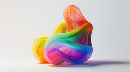 Colorful Abstract Sculpture on White Background