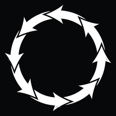 White arrow.  Circle arrow icon. Circle arrows icon set. Round reload sign, repeat icon, rotate arrow symbol, Vector illustration. EPS 10.