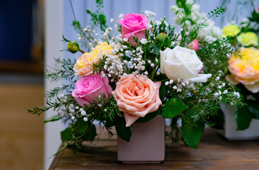 Flower arrangement being sold in the Sunday market near Huashan Creative Park in Taipei Taiwan.