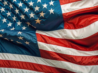 American national flag, logo banner of USA patriotism, stars and stripes with text USA, democracy, and freedom design.