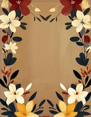 Greeting Card Design with background and flowers. Mother's Day Card. Copy space.