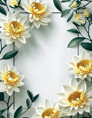 Greeting Card Design with a frame of flowers. Mother's Day Card. Copy space.