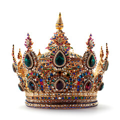 Crown, isolated white background, valuable jewelry of elegance