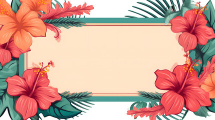 Digital vintage watercolor hawaiian rectangle tropical flower abstract graphic poster web page PPT background