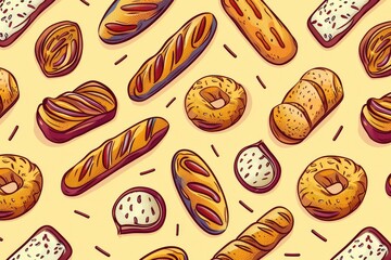 Retro Bread Pattern Illustration
