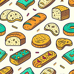 Retro Bread Pattern Illustration