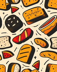 Retro Bread Pattern Illustration