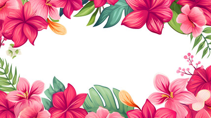 Fototapeta premium Digital vintage watercolor hawaiian rectangle tropical flower abstract graphic poster web page PPT background