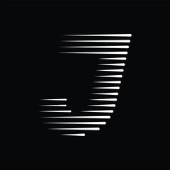Letter J Logo with Abstract Line Pattern