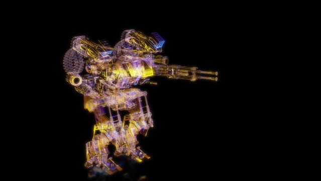 Rendering 3D animation, VISUAL EFFECTS sci-fi transformers robot Model on a black background
