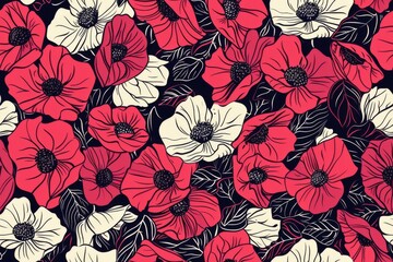 Handcrafted blossoms. Seamless pattern for fabric artistry