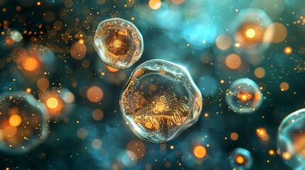 Nanoparticles under electron microscope, intense magnification light, close-up, unseen worlds 