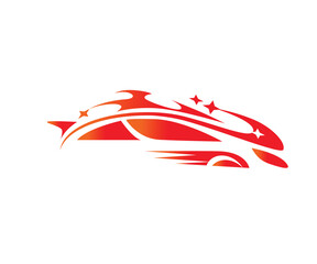 Sport car with motion effect logo icon design illustration