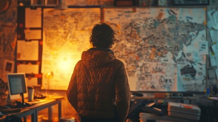 Virtual whiteboard brainstorming session, soft morning light, eye-level, creative flow