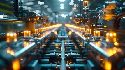 IoT sensor on manufacturing equipment, soft ambient light, eye-level, predictive maintenance