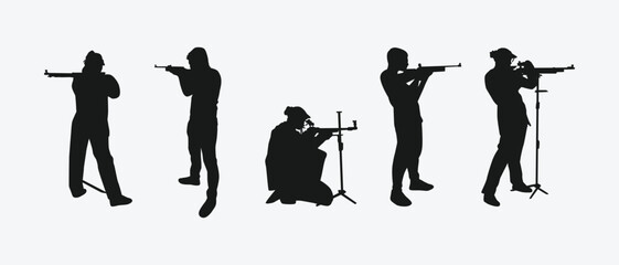 rifle shooting sport silhouette collection set. shooting competition, air rifle. vector illustration. © Irkhamsterstock