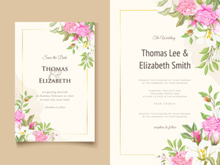Elegant Floral Vector Wedding Invitation Template Design