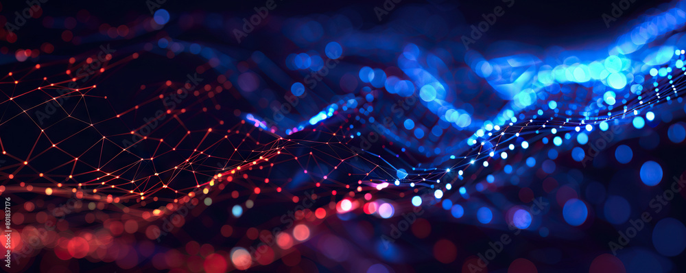 Wall mural digital abstract backdround for technological operations, neural networks, ai, data transmission and