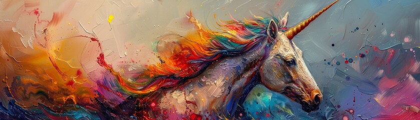 Vivid painting of a unicorn, watercolor painting, colorful