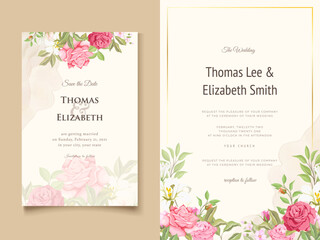 Elegant Floral Vector Wedding Invitation Template Design © 3puspadesign