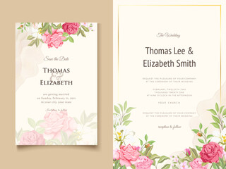 Elegant Floral Vector Wedding Invitation Template Design