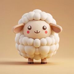 cute 3d sheep character animal in background studio