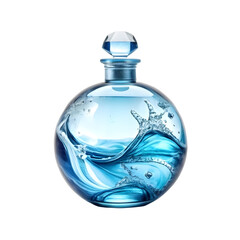 Crystal blue orb perfume bottle with a sea-inspired design, Transparent Background, PNG Format