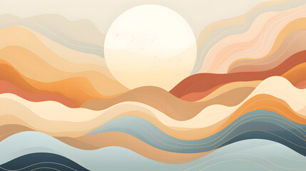 Digital sunrise art design landscape abstract graphic poster web page PPT background