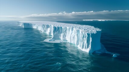 Climate change causing tabular icebergs to melt due to global warming . Concept Climate Change, Tabular Icebergs, Melting, Global Warming, Environmental Impact - obrazy, fototapety, plakaty
