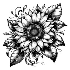 Fototapeta premium a line art sun flower
