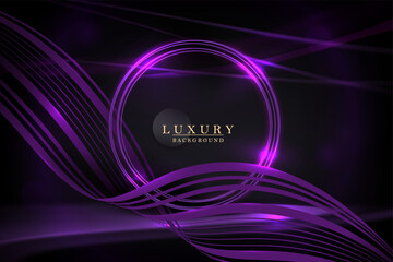 Composition with a shiny round purple frame on a black background.