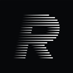 Letter R Logo with Abstract Line Pattern