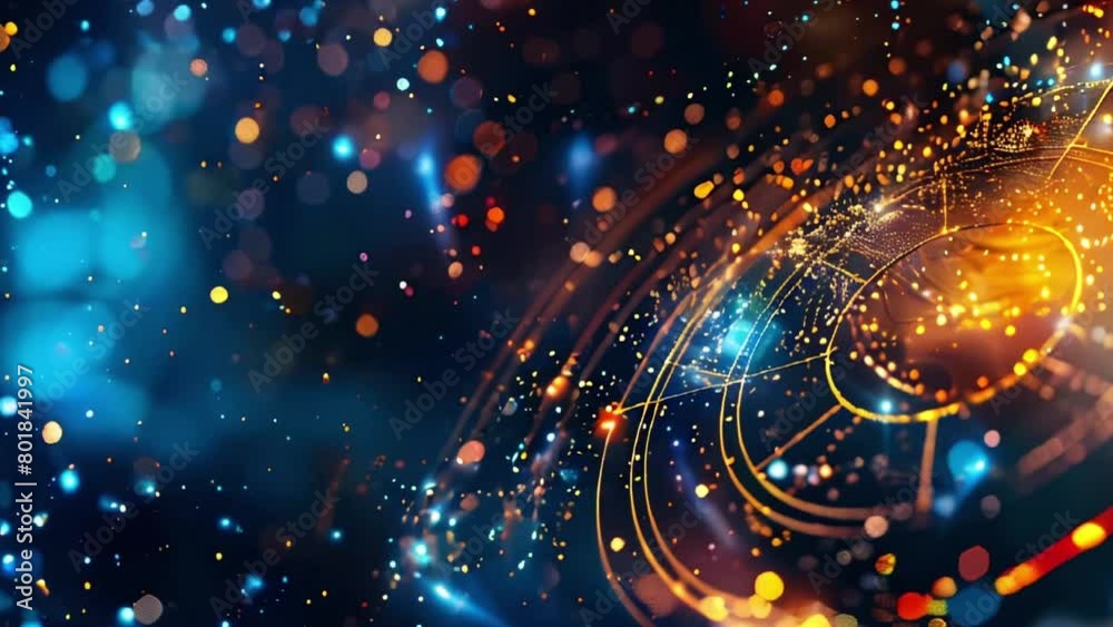 Canvas Prints abstract astrology concept background. radiant circular patterns with digital nodes and blue-orange 