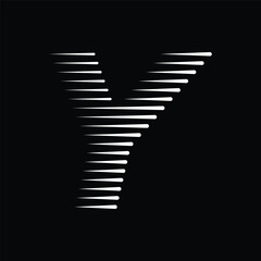 Letter Y Modern Logo with Horizontal Speed Line Pattern