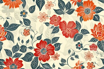 Whimsical flower symphony. Handdrawn pattern for fabrics