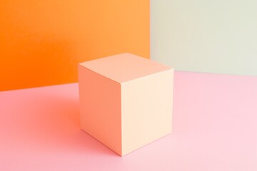 Obraz premium peach colored box on a background of empty space