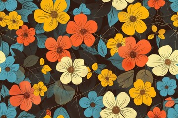 Crafty floral melody. Seamless pattern for fabric design