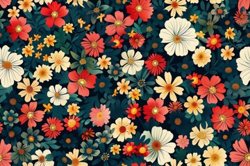 Seamless botanical symphony. Handcrafted flowers for fabrics