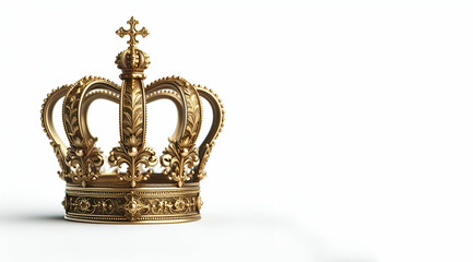 Fototapeta na wymiar Gold royal king crown on white background 3D rendering, generative ai